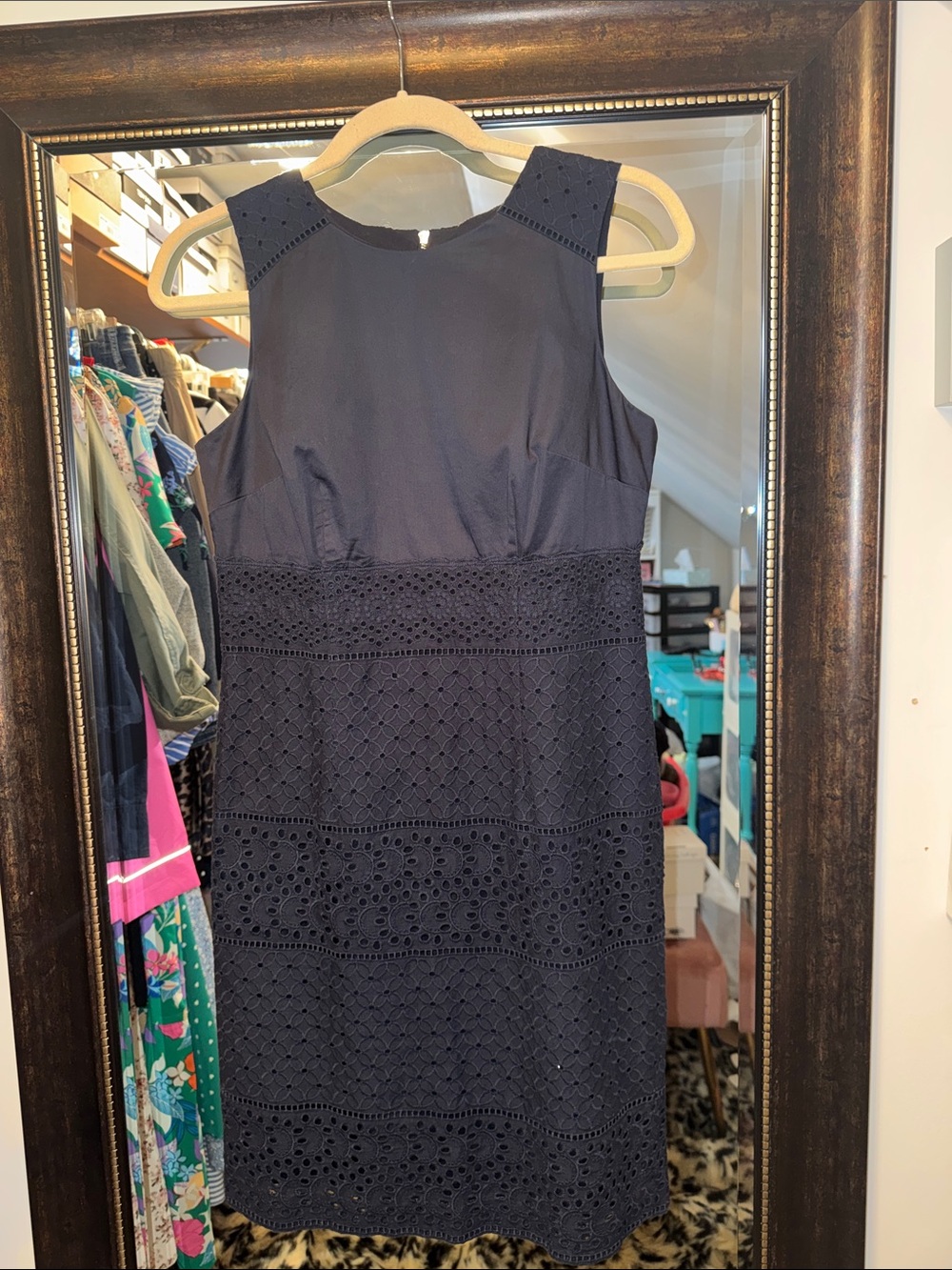 Ann Taylor Navy Eyelet Dress